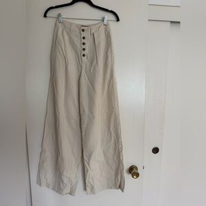 Who What Wear Cream High-Rise Wide Leg Trousers